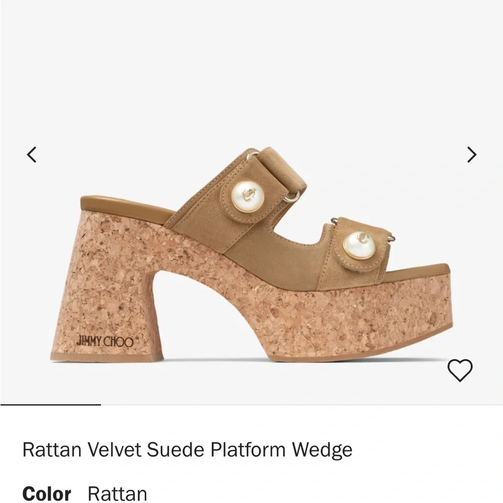 Jimmy Choo Rattan Velvet Suede Platform Wedge Sandals